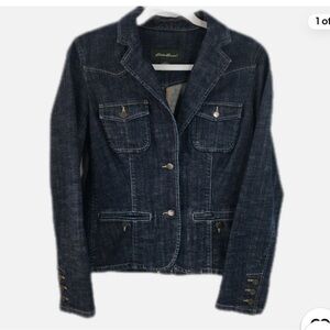 NWOT Eddie Bauer Women’s Stretch Blue Denim Jean Jacket Blazer Size XL